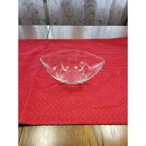 Vintage Anchor Hocking Swedish Modern Bowl, Clear Glass Serving Dish